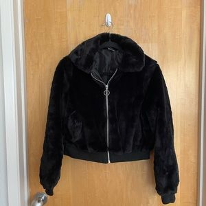 BLACK FAUX FUR JACKET
